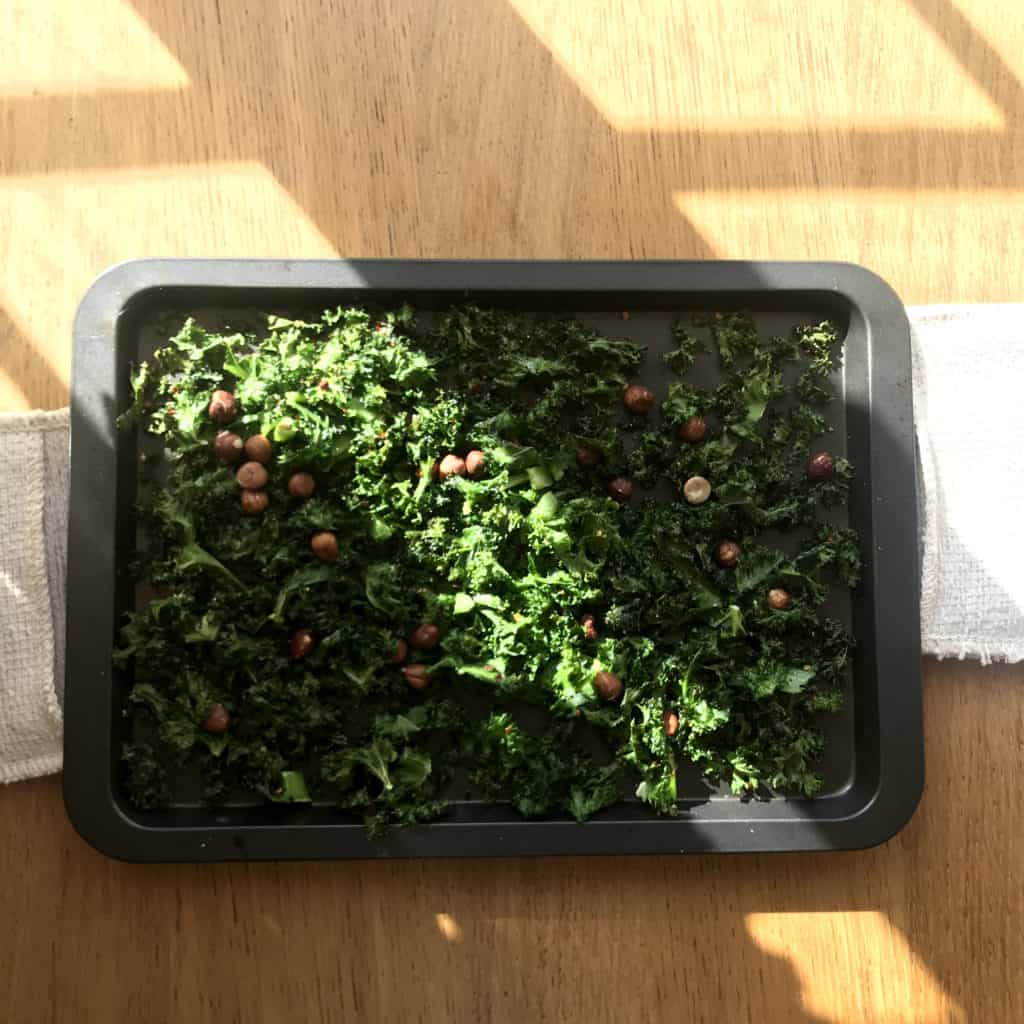 Tray of Crispy kale