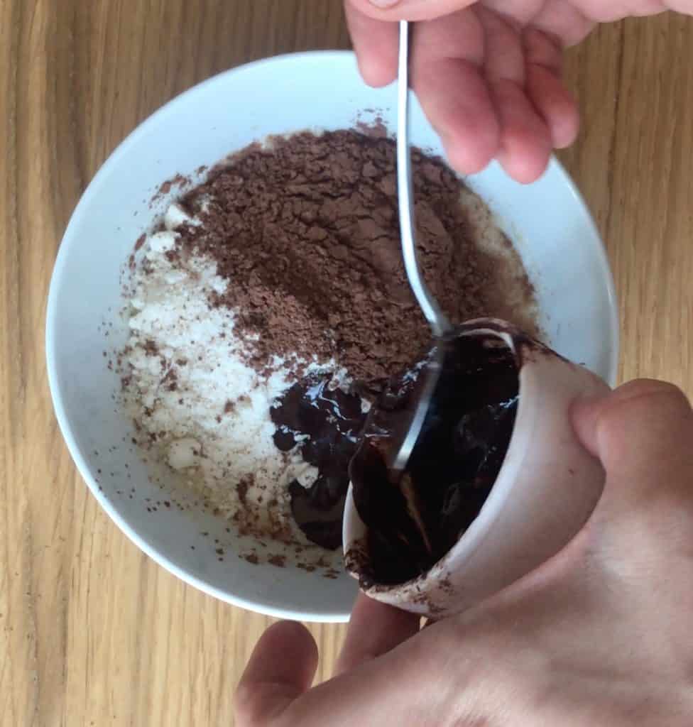 vegan mug brownie ingredients in a bowl