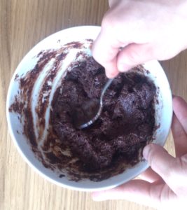 vegan mug brownie mixture
