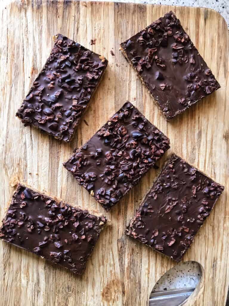 Peanut flour and dark chocolate protein bars