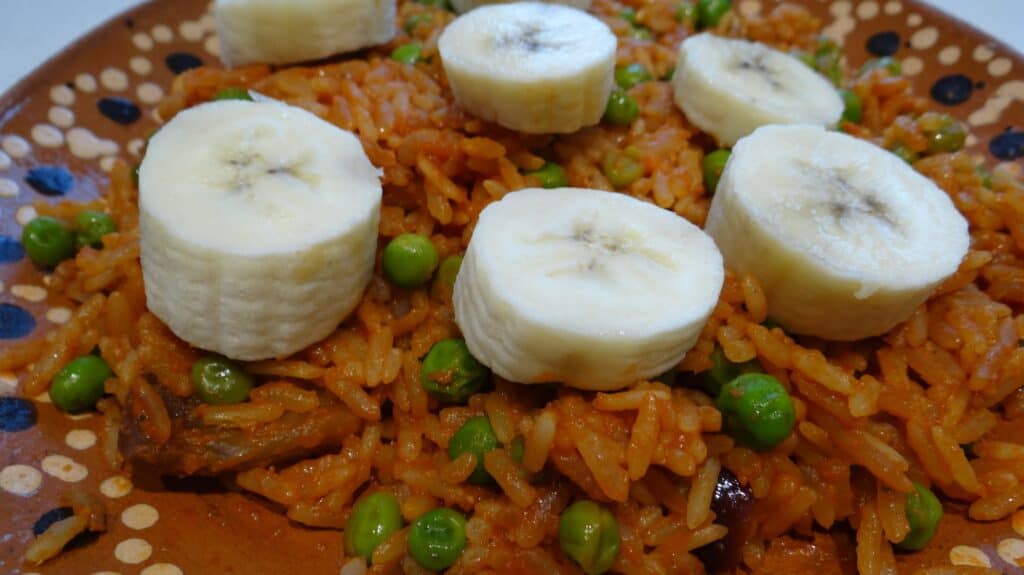 Mexican rice with a banana