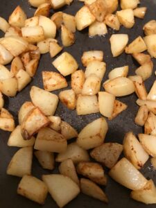 Frying potatoes in a pan