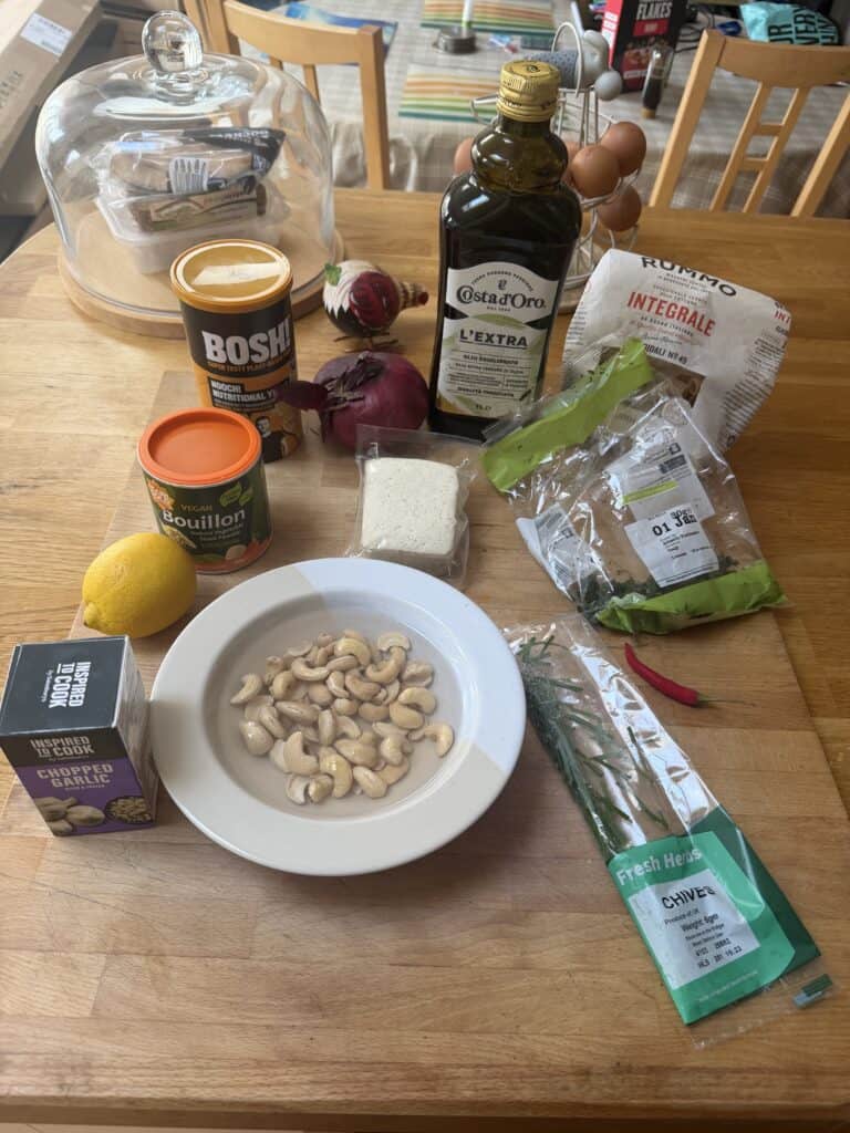 Vegan fresh pasta ingredients