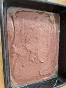 brownie batter in a tray