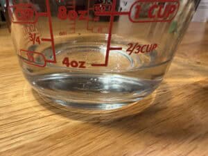 water in a measurements cup
