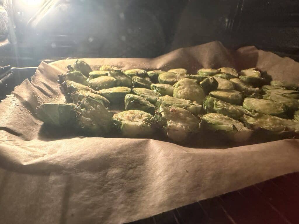 roasted Brussels sprouts in the oven