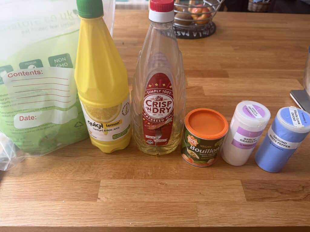 Vegan buffalo wings ingredients.